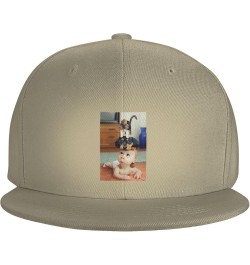 Cute Cat and Dog Baseball Cap for Men Women Snapback Hat Trucker Flat Bill Caps Sun Hat Natural $12.48 Baseball Caps