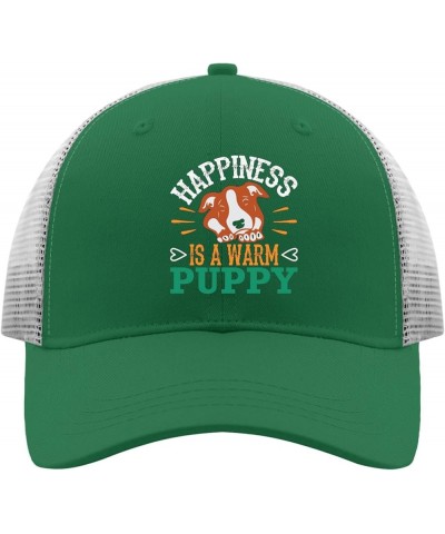 Happiness is A Warm Puppy Baseball Cap Trucker Hat Women Apricot Custom Hat Gifts for Mom Baseball Hat Green $9.66 Sun Hats