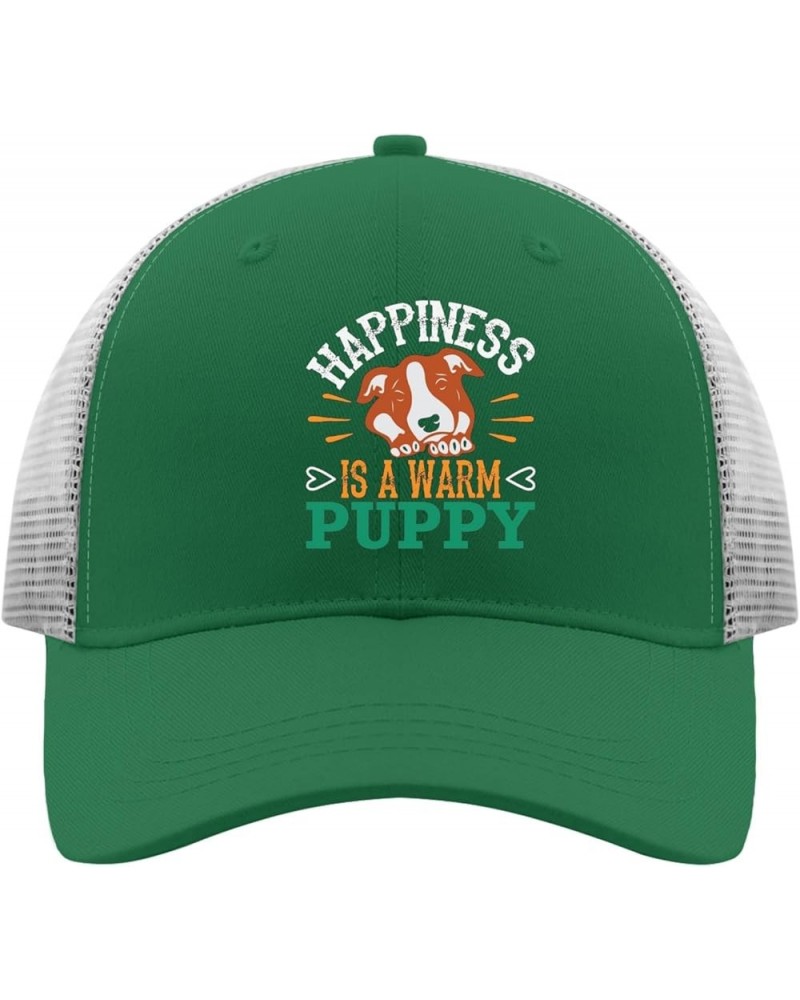 Happiness is A Warm Puppy Baseball Cap Trucker Hat Women Apricot Custom Hat Gifts for Mom Baseball Hat Green $9.66 Sun Hats