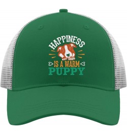 Happiness is A Warm Puppy Baseball Cap Trucker Hat Women Apricot Custom Hat Gifts for Mom Baseball Hat Green $9.66 Sun Hats