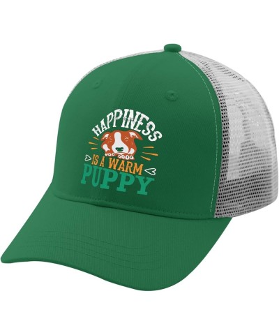 Happiness is A Warm Puppy Baseball Cap Trucker Hat Women Apricot Custom Hat Gifts for Mom Baseball Hat Green $9.66 Sun Hats