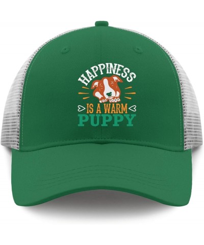 Happiness is A Warm Puppy Baseball Cap Trucker Hat Women Apricot Custom Hat Gifts for Mom Baseball Hat Green $9.66 Sun Hats