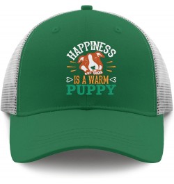 Happiness is A Warm Puppy Baseball Cap Trucker Hat Women Apricot Custom Hat Gifts for Mom Baseball Hat Green $9.66 Sun Hats