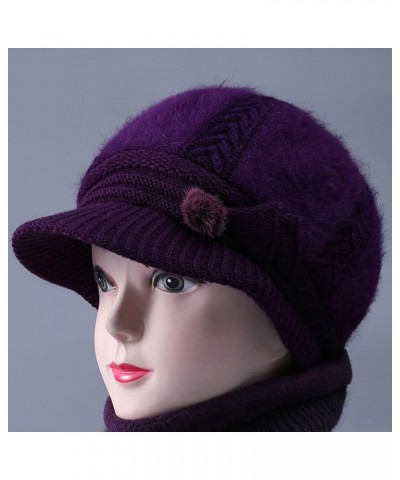 Women Winter Knit 1920s Vintage Bucket Bowler Hat Gifts Valentines Day Round Brim Warm Hat Purple $7.23 Bucket Hats