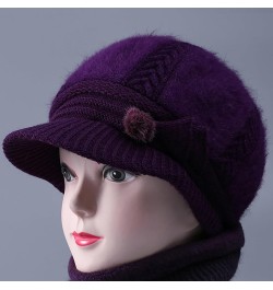 Women Winter Knit 1920s Vintage Bucket Bowler Hat Gifts Valentines Day Round Brim Warm Hat Purple $7.23 Bucket Hats