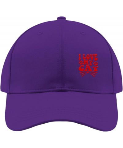 I Love My Cat Baseball Hat Vintage Dad Hats for Teen Embroidery Gift for Grandpa Outdoor Cap for Outdoor Purple $15.87 Baseba...