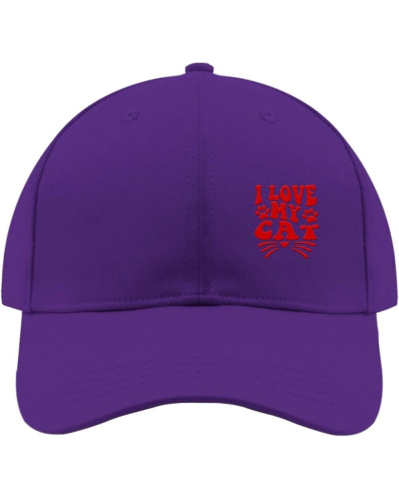 I Love My Cat Baseball Hat Vintage Dad Hats for Teen Embroidery Gift for Grandpa Outdoor Cap for Outdoor Purple $15.87 Baseba...