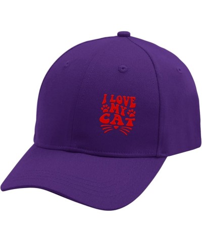 I Love My Cat Baseball Hat Vintage Dad Hats for Teen Embroidery Gift for Grandpa Outdoor Cap for Outdoor Purple $15.87 Baseba...