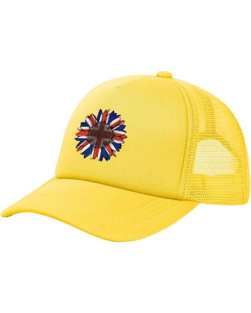 Trucker Hat Mesh Baseball Cap Adjustable Dad Hat Unisex Yellow $8.56 Baseball Caps