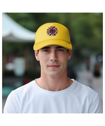 Trucker Hat Mesh Baseball Cap Adjustable Dad Hat Unisex Yellow $8.56 Baseball Caps