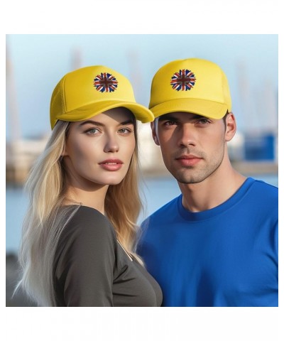 Trucker Hat Mesh Baseball Cap Adjustable Dad Hat Unisex Yellow $8.56 Baseball Caps