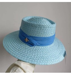 Outdoor Hand-Woven Paper Straw Hat French Elegant Flat Edge Concave and Convex Top Summer Sun Hat Beach Hat 16 $19.59 Sun Hats