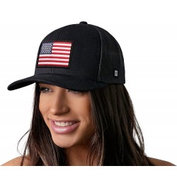 American Flag Hat, USA Trucker Hat for Men & Women, Adjustable Baseball Cap, Mesh Snapback, Durable Outdoor Hat Black America...