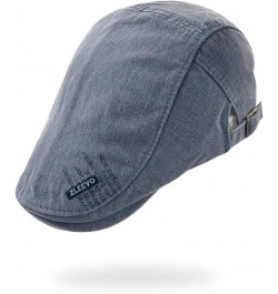 Retro Men's Washed Cotton Flat Cap Embroidery Driving Cap Adjustable Newsboy Hats Casual Duckbill Cap Blue $9.43 Newsboy Caps