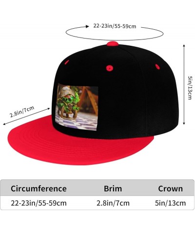 Cute Turtles Snapback Hat for Men Women Baseball Cap Trucker Flat Bill Hats Dad Caps Red $11.39 Baseball Caps