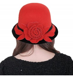 Women Winter Bucket Hat Felt Fedora Hat Warm Wool Bowler Hat Fisherman Cap 1-red $15.59 Bucket Hats