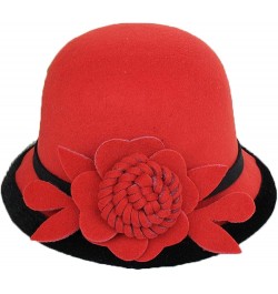 Women Winter Bucket Hat Felt Fedora Hat Warm Wool Bowler Hat Fisherman Cap 1-red $15.59 Bucket Hats