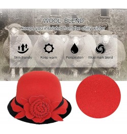 Women Winter Bucket Hat Felt Fedora Hat Warm Wool Bowler Hat Fisherman Cap 1-red $15.59 Bucket Hats