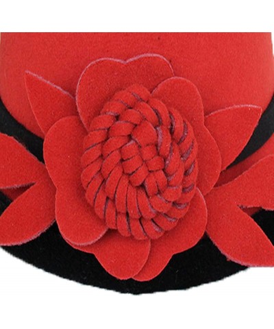 Women Winter Bucket Hat Felt Fedora Hat Warm Wool Bowler Hat Fisherman Cap 1-red $15.59 Bucket Hats