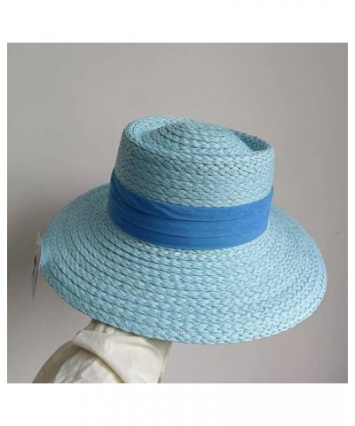 Outdoor Hand-Woven Paper Straw Hat French Elegant Flat Edge Concave and Convex Top Summer Sun Hat Beach Hat 16 $19.59 Sun Hats