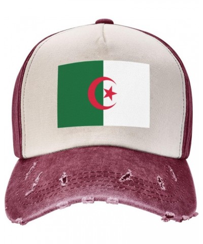 Algeria Flag Upgrade Your Style with Funny Adjustable Cotton Baseball Caps for Men and Women Dark Red $13.42 Baseball Caps