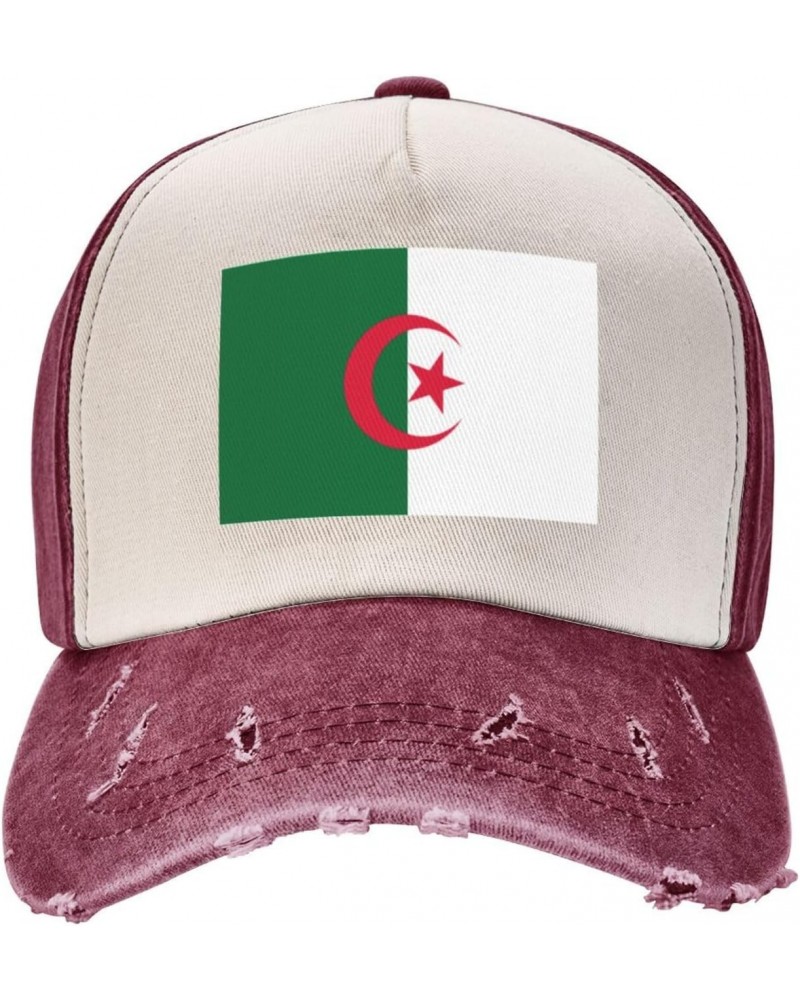 Algeria Flag Upgrade Your Style with Funny Adjustable Cotton Baseball Caps for Men and Women Dark Red $13.42 Baseball Caps