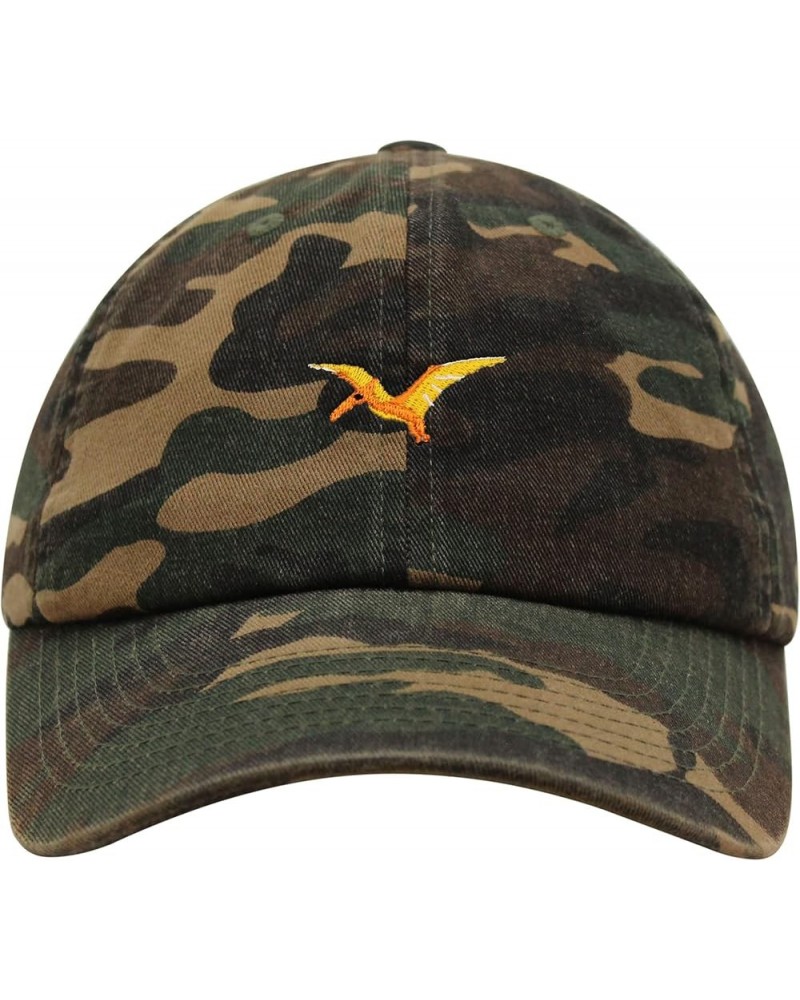 Pterodactyl Premium Dad Hat Embroidered Baseball Cap Dinosaur Green Camo $14.49 Baseball Caps