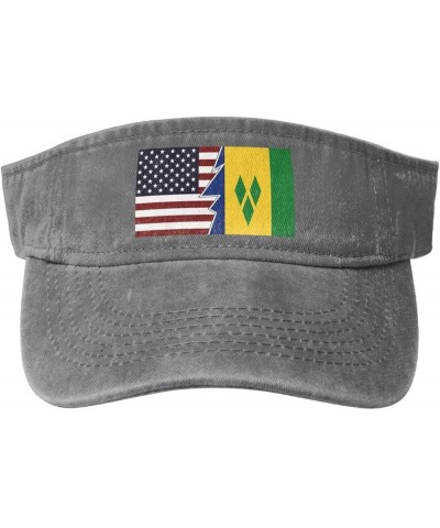 Torn Style American and Saint Vincent and The Grenadines Flags Sun Hat Sun Visor Hats for Women Men Baseball Cap Golf Hats Gr...