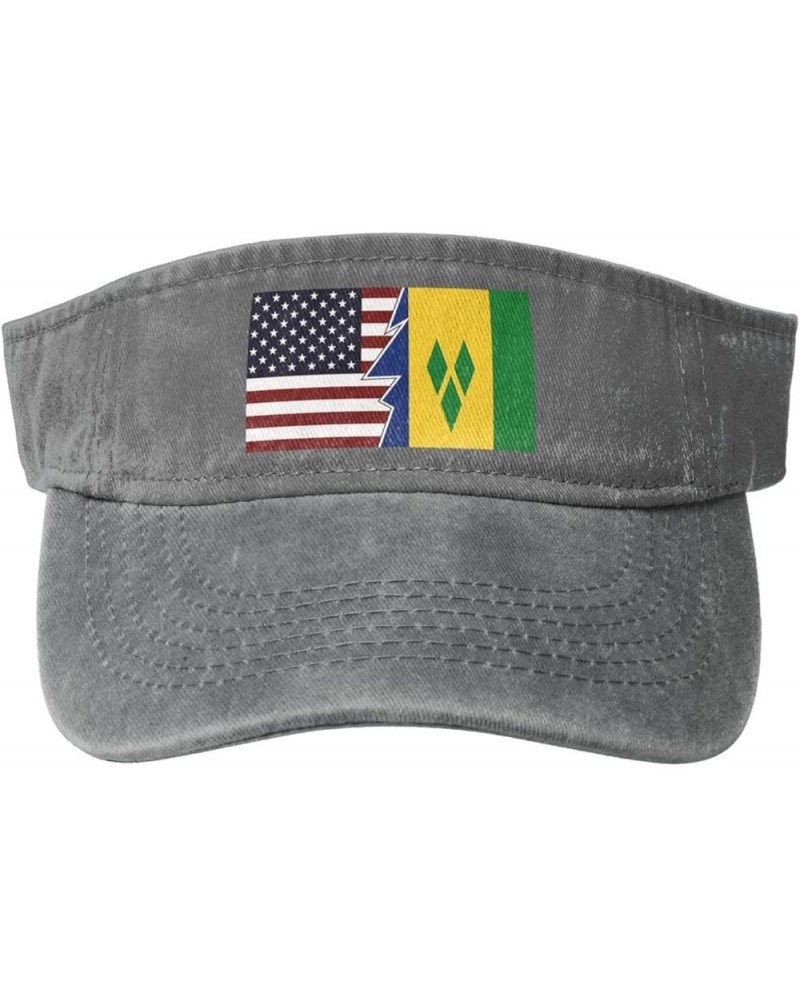 Torn Style American and Saint Vincent and The Grenadines Flags Sun Hat Sun Visor Hats for Women Men Baseball Cap Golf Hats Gr...