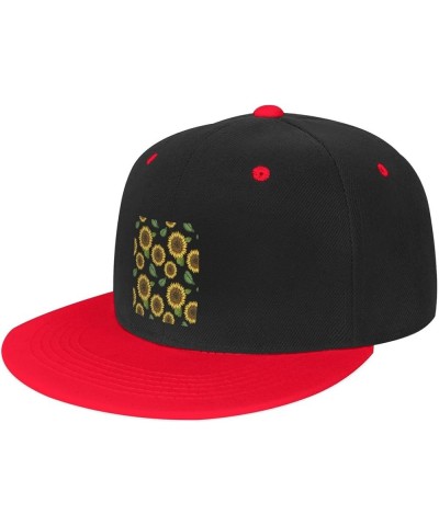 Sunflower Seamless Baseball Cap for Men Women Snapback Hat Adjustable Flat Bill Hats Red $12.85 Baseball Caps