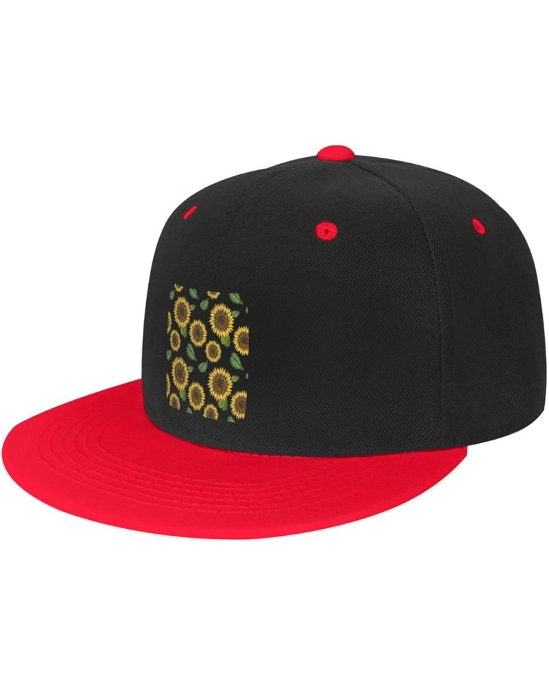 Sunflower Seamless Baseball Cap for Men Women Snapback Hat Adjustable Flat Bill Hats Red $12.85 Baseball Caps