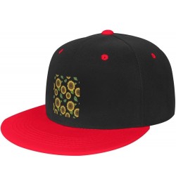 Sunflower Seamless Baseball Cap for Men Women Snapback Hat Adjustable Flat Bill Hats Red $12.85 Baseball Caps