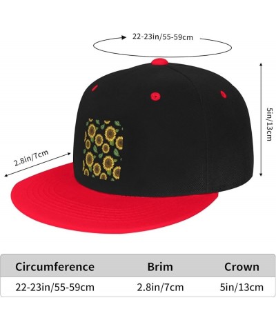 Sunflower Seamless Baseball Cap for Men Women Snapback Hat Adjustable Flat Bill Hats Red $12.85 Baseball Caps