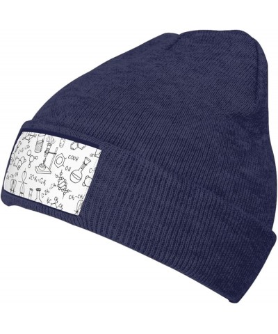 Chemistry Print Print Leisure Knitted Hat Warm Hat for Men Women & Kids& Elastic Daily Hat Beanie Cap Navy Blue $8.65 Skullie...