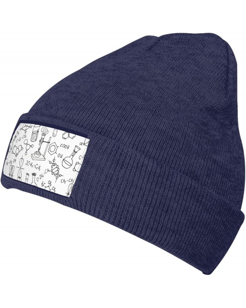 Chemistry Print Print Leisure Knitted Hat Warm Hat for Men Women & Kids& Elastic Daily Hat Beanie Cap Navy Blue $8.65 Skullie...