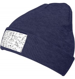 Chemistry Print Print Leisure Knitted Hat Warm Hat for Men Women & Kids& Elastic Daily Hat Beanie Cap Navy Blue $8.65 Skullie...