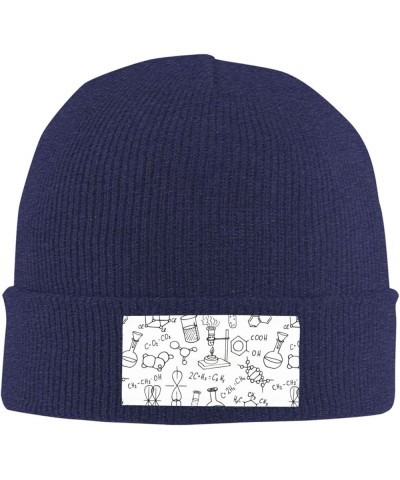 Chemistry Print Print Leisure Knitted Hat Warm Hat for Men Women & Kids& Elastic Daily Hat Beanie Cap Navy Blue $8.65 Skullie...