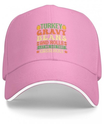 Turkey Gravys Beans and Rolls Let Me See That Casserole Cap Men Dad Hat Vintage Hat Pink $11.48 Baseball Caps