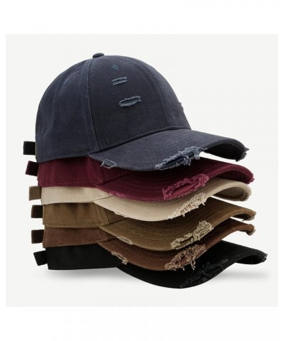 Unisex Vintage Distressed Baseball Cap Adjustable Summer Ripped Sun Hat Khaki $9.67 Baseball Caps