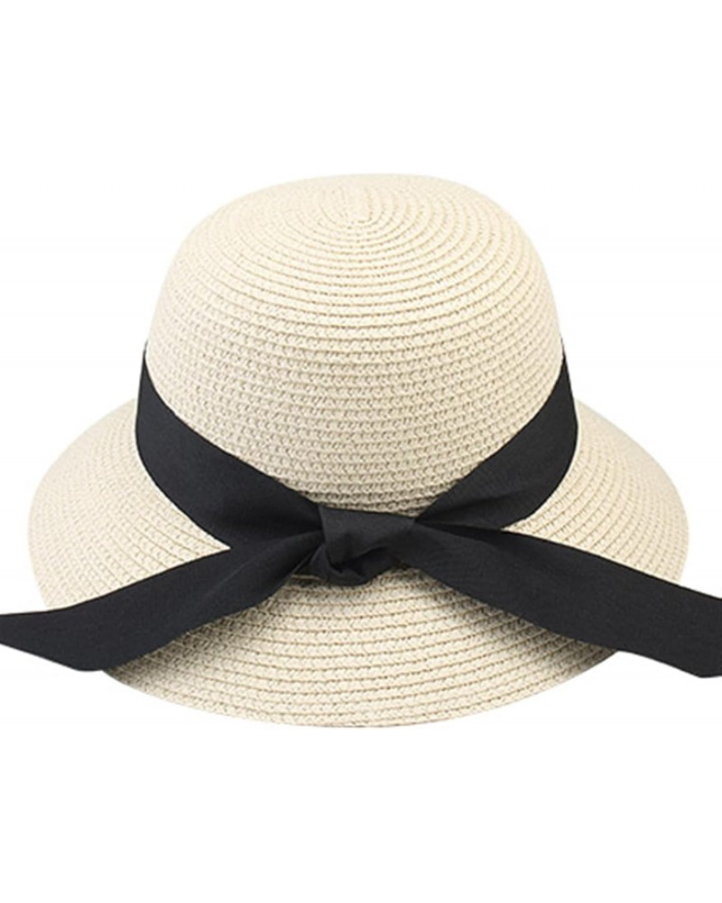 Summer Hat for Women Beach Sun Hat Straw Hat Panama Fedora Cap Wide Brim UV Protection Summer Cap (Color : Pure Beige, Size :...