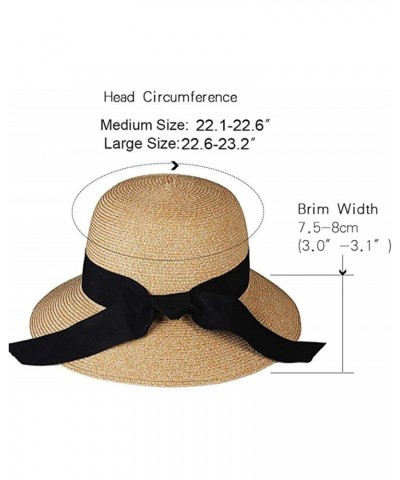 Summer Hat for Women Beach Sun Hat Straw Hat Panama Fedora Cap Wide Brim UV Protection Summer Cap (Color : Pure Beige, Size :...