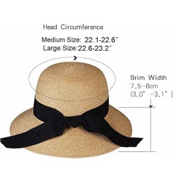 Summer Hat for Women Beach Sun Hat Straw Hat Panama Fedora Cap Wide Brim UV Protection Summer Cap (Color : Pure Beige, Size :...