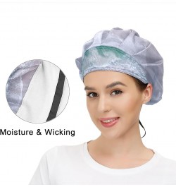 Adjustable Working Caps, Sky Cloud Tie Back Cover Hair Bouffant Hats Sweatband for Women Men 10 Soft Ocean Sea Waves Pattern ...