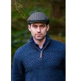 Irish Flat Cap Men Trinity Tweed Hat Driving Cap Made in Ireland Light Green With Blue Burgundy $22.72 Baseball Caps