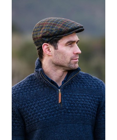 Irish Flat Cap Men Trinity Tweed Hat Driving Cap Made in Ireland Light Green With Blue Burgundy $22.72 Baseball Caps