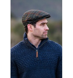 Irish Flat Cap Men Trinity Tweed Hat Driving Cap Made in Ireland Light Green With Blue Burgundy $22.72 Baseball Caps