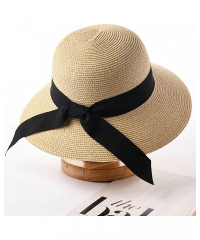 Summer Hat for Women Beach Sun Hat Straw Hat Panama Fedora Cap Wide Brim UV Protection Summer Cap (Color : Pure Beige, Size :...