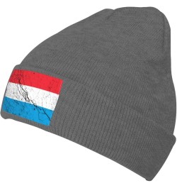 Flag of Luxembourg Texture Effect Beanie Hat for Men Women Knit Skull Cap Warm Hats Black Knitted Caps Deep Heather $10.01 Sk...