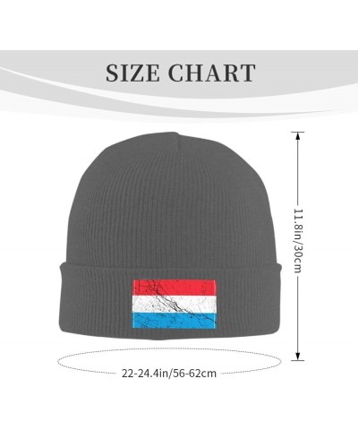 Flag of Luxembourg Texture Effect Beanie Hat for Men Women Knit Skull Cap Warm Hats Black Knitted Caps Deep Heather $10.01 Sk...