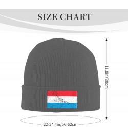 Flag of Luxembourg Texture Effect Beanie Hat for Men Women Knit Skull Cap Warm Hats Black Knitted Caps Deep Heather $10.01 Sk...